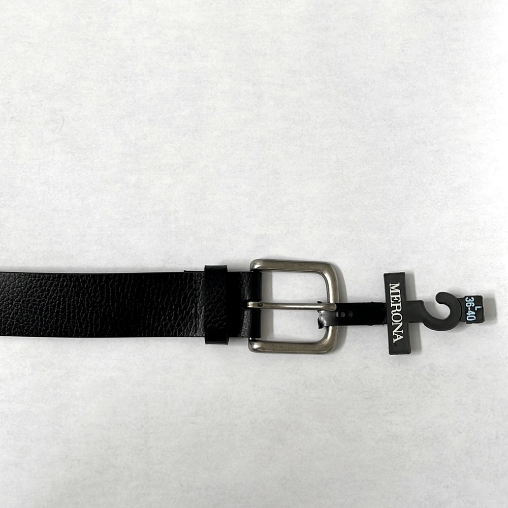 Merona Mens Pebbled Black Leather Belt